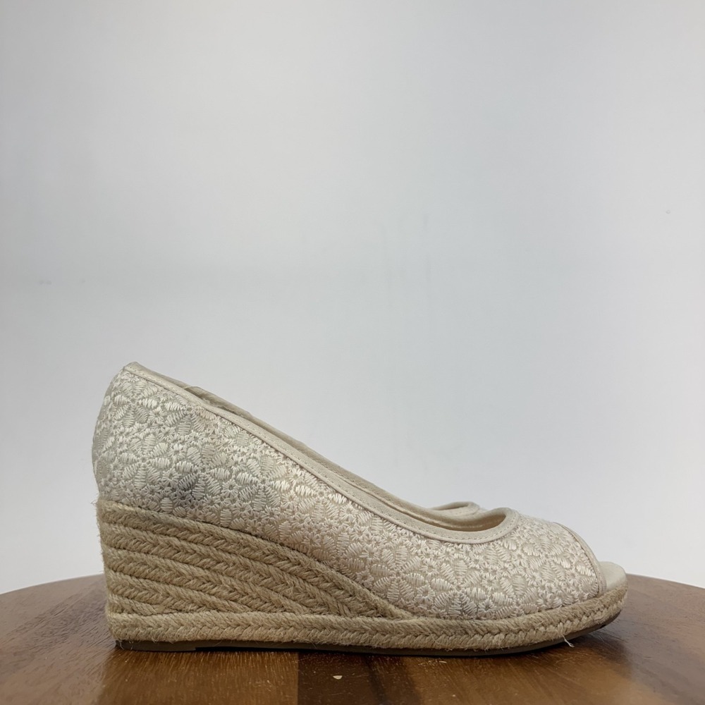 New Womens Bandolino Nuri Ivory Floral Lace Espadrille Wedge Sandals Size‎ 9 M